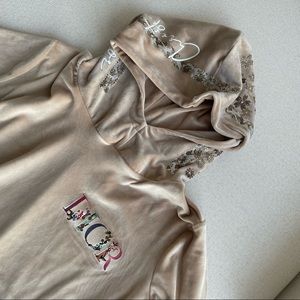 Authentic Christian Dior Velvet Vintage Sweatshirt Hoodie with Crystals